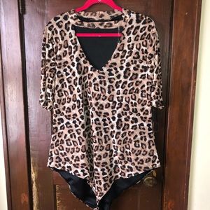Nwt plus size cheetah print short sleeve bodysuit